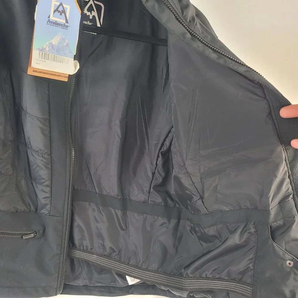 Avalanche Womens Water-Resistant Black Jacket With Hood & Ski Pass Pocket Sz M - Picture 10 of 11